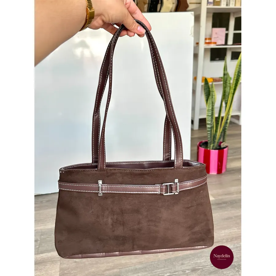 bolsa color cafe gamuza